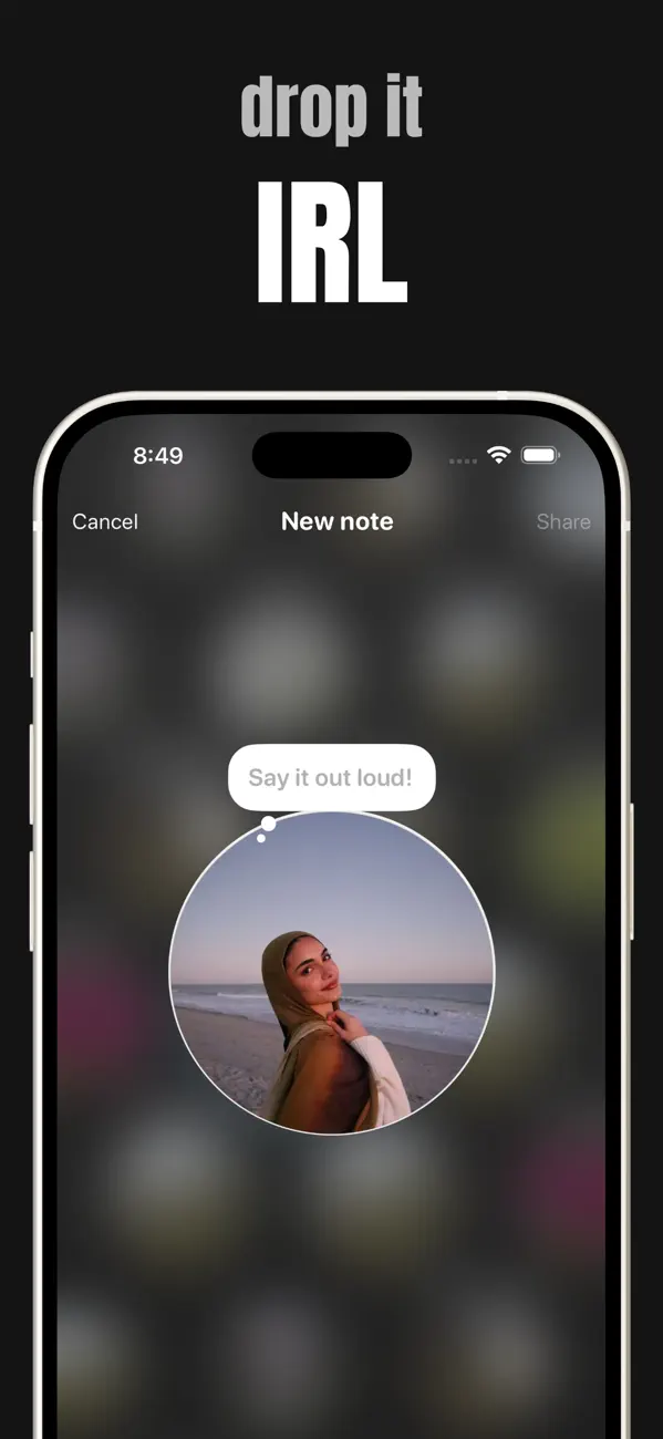 Offline App Store screenshot — drop a note in real life